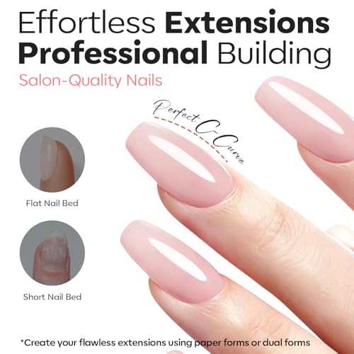 Image of modelones Gel Builder for Nails, 2oz Nude Pink Hard Gel - High Hardness for Nail Extensions, Sculpting,Overlays & Apex Building, Self-Leveling 10-in-One U V /LED Cured, Home & Salon DIY Art Manicure