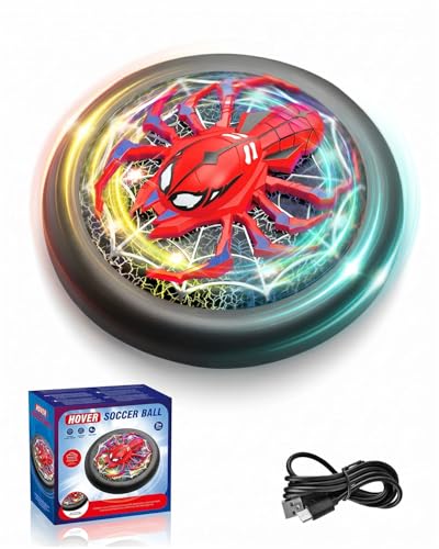Spider Hover Football Toy for Kids Age 3-12 Rechargeable LED Air Power Soccer Ball Indoor Outdoor Football Game World Cup Inspired Sports Toy Gift for Boys Girls Birthday Christmas