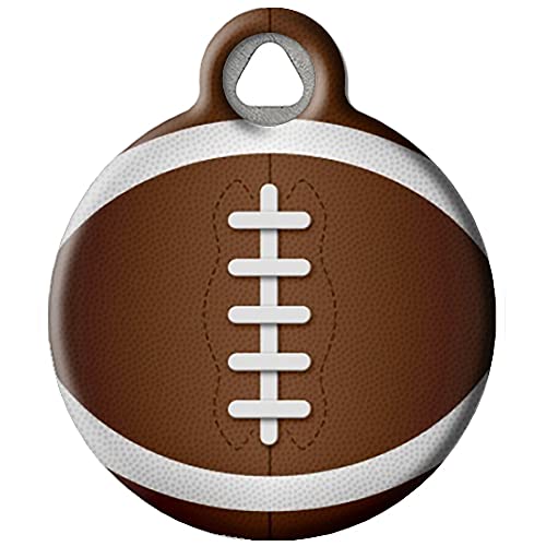 Dog Tag Art Football Personalized Pet ID Tag for Dogs and Cats, Silent Polymer Coated Stainless Steel Nametag with Customized Identification Information, Small .875' Diameter