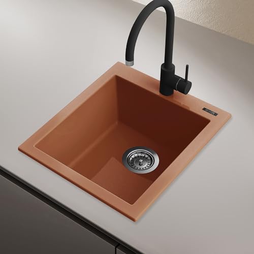 Ruvati-16-x-20-inch-epiGranite-Drop-in-Topmount-Granite-Composite-Single-Bowl-Kitchen-Sink–Clay–RVG1016TC Ruvati 16 x 20 inch epiGranite Drop in Topmount Granite Composite Single Bowl Kitchen Sink–Clay–RVG1016TC