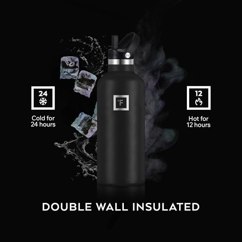 IRON °FLASK Camping & Hiking Hydration Canteens - 3 Lids (Narrow Straw Lid) Leak Proof Vacuum Insulated Stainless Steel - Hot & Cold Double Walled Sports Water Bottle - Twilight Blue, 24 Oz - Image 5