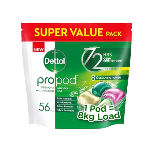[8KG load 56pc VALUE BUNDLE] Dettol Propod All-in-One Laundry Capsule 56s Laundry Pod Refill Pack Rainforest Fresh