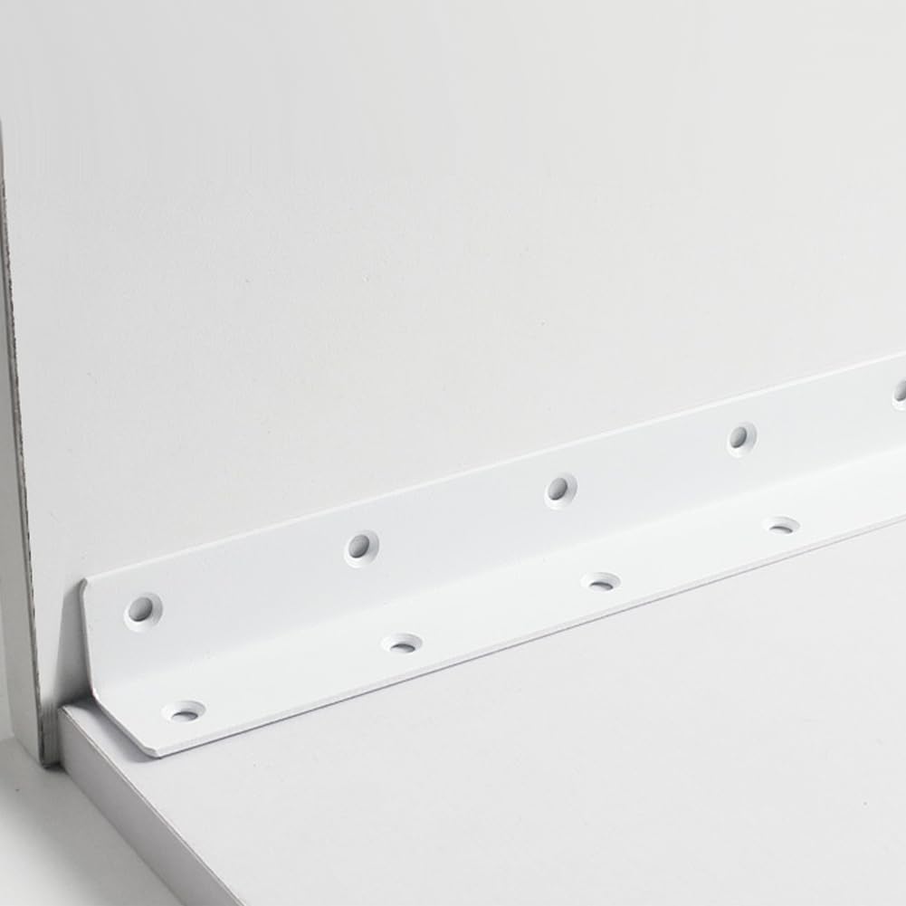 L Brackets, 4PCS Corner Brace Angle , Superior Stainless Steel Bracket,16.7'' x 1'' M, Thickness 2mm, Wood Shelf, Furniture, Cabinet Corner Bracket with Screws (White)
