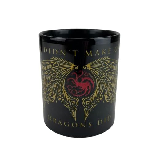 Pyramid International Taza de cerámica de la Casa del Dragón en caja de regalo (diseño de alas de dragón) de 325 ml, producto oficial, dorado, rojo