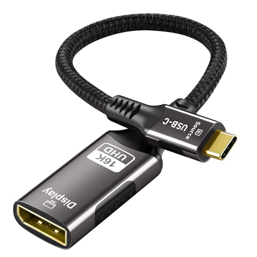 Cable de video USB-C a DisplayPort 2.1 Thunderbolt 4 con soporte 16K 60Hz y 8K 120Hz M/F