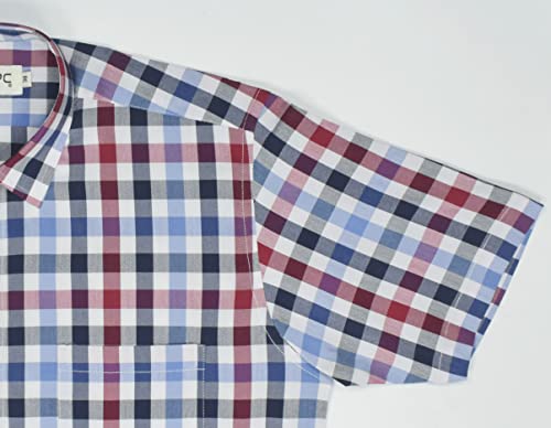 Image of GHPC 100% Cotton Checkered Half Sleeves Regular Fit Formal Shirt for Men