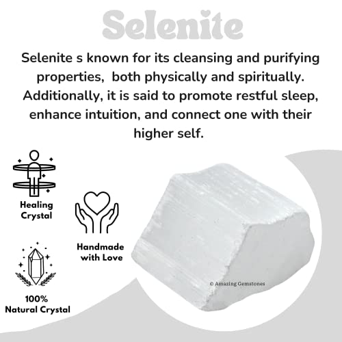 Image of Amazing Gemstone 2 Pieces Selenite Raw Crystals and Healing Stones, Natural Rocks for Tumbling and DIY Raw Stones and Crystals