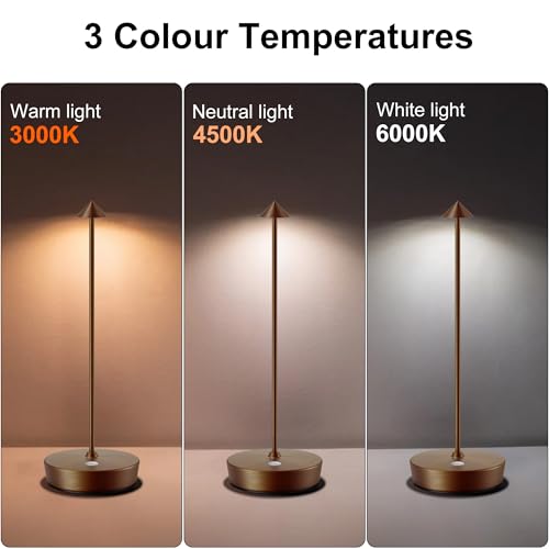SAKRINGT 2 Pack Cordless Table Lamps Rechargeable, 6000mAh Battery Operated Waterproof Stepless Dimming Modern Portable LED Table Light for Restaurant Dining Patio Outdoor