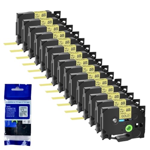 15pk 12mm TZE-231�������x���e�[�v�̃u���b�NTZE-241 335 131 TZ 631���x���v�����^�[�݊��e�[�v(Black on gold)