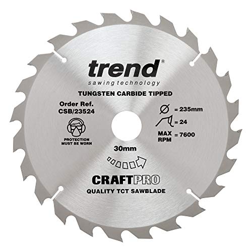 Trend Lama Per Sega Craftpro Tct Per Uso Generico, Diametro 235 Mm X 24 Denti X Foro 30 Mm, Punta In Carburo Di Tungsteno, Csb/23524