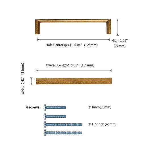 Image of 10 Pack 5 Inch(128mm) Kitchen Cabinet Handles Antique Brass Cabinet Pulls Kitchen Cabinet Hardware Drawer Pulls for Dresser Cupboard Wardrobe
