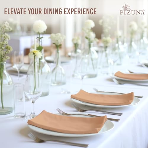 Image of Pizuna 100% Cotton Dinner Napkins 14x14 inch (Set of 8), 400 Thread Count Long Staple Cotton Sateen Weave Premium, Durable & Soft Table Napkins (Peach Napkins for Dining Table)