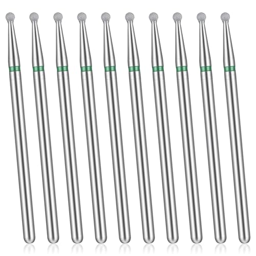 10Pcs 3/32 Shank Manicure Drill Bits, Round Ball Cuticle Bit Set, Cuticle Clean Nail Bit for Electric Machine, Nail File Gel Polishing Head Acrylic Manicure Pedicure Cuticle Tools (&phi;2.34mm)