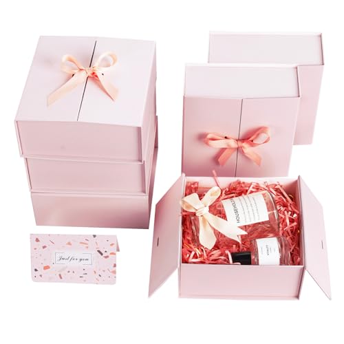 CHARMGIFTBOX Rosa Geschenkbox 6er Set mit Band