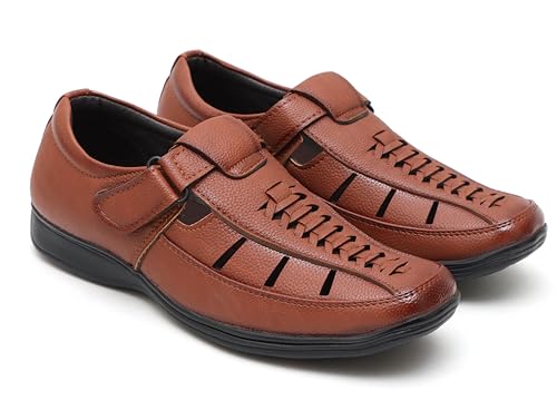 Image of Faux Leather Sandals for Men | Closed Fisherman Sandal