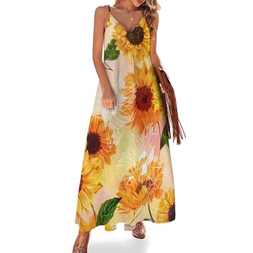 Robe longue tournesol pour des vacances farniente à la plage