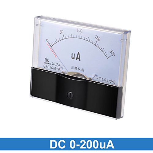 Image of uxcell Analog Current Panel Meter DC 0-200uA 44C2 Ammeter 100x12.7x80mm for Circuit Testing Charging Battery Ampere Tester Gauge Pack of 1
