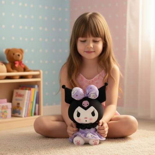 Image of Tickles Cute Anime Doll Soft Stuffed Plush Toy for Kids Boys & Girls Birthday Gift (Color: Black & Purple; Size: 20 cm)