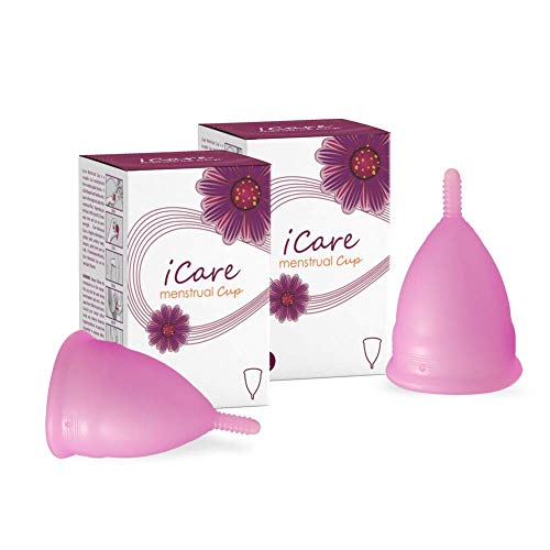 iCare Reusable Menstrual Cup for Women - Small Size with Pouch, Ultra Soft, Odour and Rash Free, No Leakage, Protection for Up to 8-10 Hours - Pink, 2