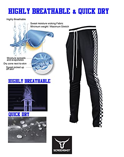 Image of SCREENSHOT Screenshotbrand Mens Hip Hop Slim Fit Track Pants - Athletic Jogger Bottom with Side Taping