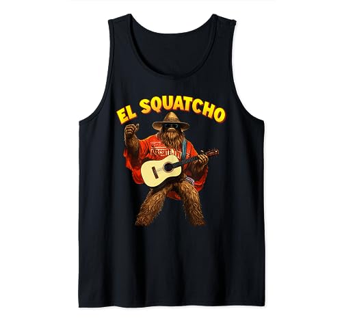 Funny Rock And Roll El Squatcho Guitarra Bigfoot Sasquatch Camiseta sin Mangas