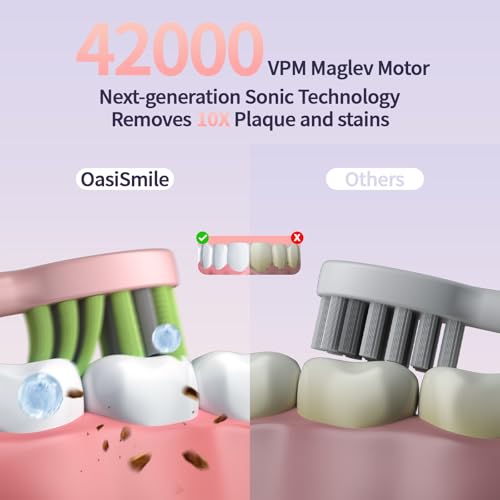 Elektrische Zahnbürste für Erwachsene mit 6 Dupont Bürstenköpfen, 42000 VPM Schallzahnbürste, 4 Putzmodi, 120 Tage ultra-lange Akkulaufzeit, IPX7 Wasserdicht, 2 Minuten Smart Timer (Rosa) – Bild 3