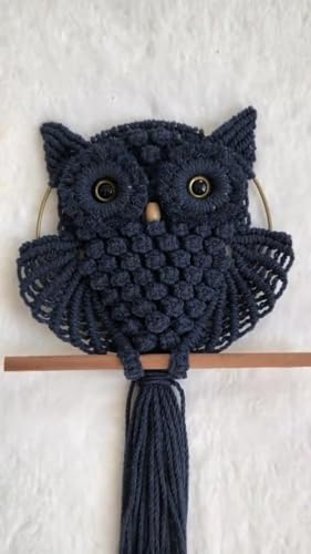 Image of tms Bohemian Owl Macrame Wall Hanging - 12 x 23 Inch - Handcrafted Boho Home Decor with Natural Elements - Boho Chic Accent for Home, Office, or Living Room (BLACK)