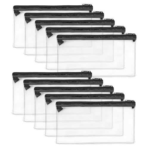 Kunoli Clear Pencil Case for Exams 10pcs Transparent Pencil Case Pouch