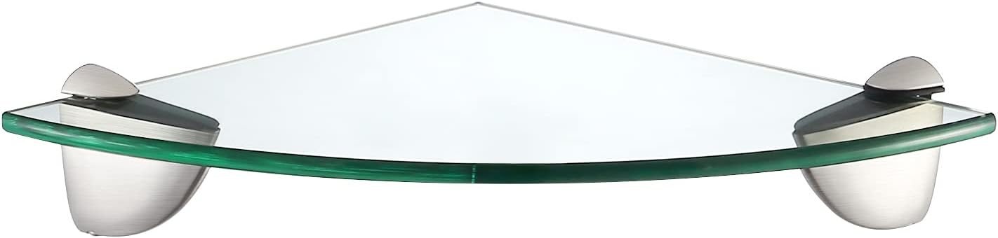 KES Bathroom Corner Triangular Tempered Glass Shelf 8MM-Thick Lavatory Wall Mount Brushed Nickel, BGS3100-2