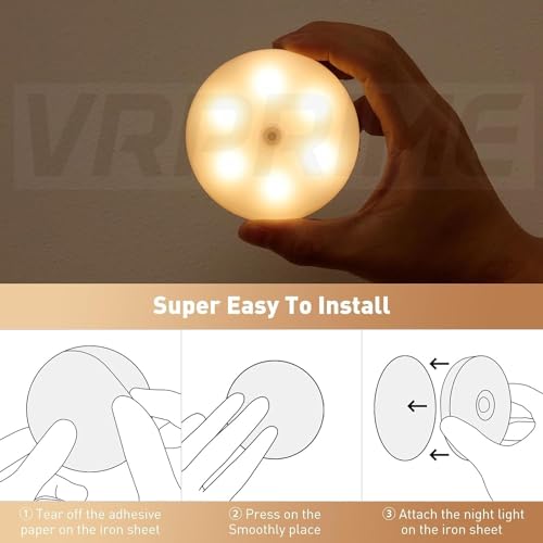 Image of Rechargeable Motion Sensor Night Light for Home, Bedroom, Pack of 6 | Body Induction Lamp, Automatic On /Off Sensor