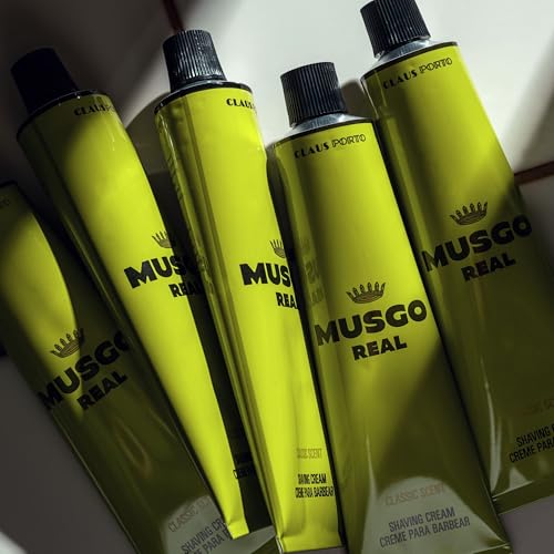 Image of Claus Porto - Musgo Real Shaving Cream Classic Scent (100 mL | 3.4 fl oz) | Freshen, Soothe, Replenish Skin | Enriched With Lanolin, Coconut + Jojoba Oil