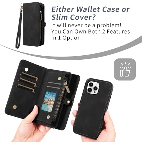 Coque portefeuille iPhone 14 Pro Max anti-choc pour éliminer votre sac