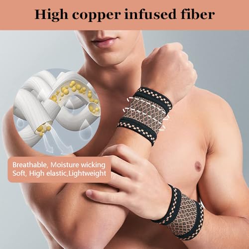 XFSRG Weiches Handgelenk Bandagen 2 Paar Set Atmungsaktive Wrist Wrap Handgelenkstütze für Fitness Bodybuilding Krafttraining Gelenkstütze Handgelenkschoner （Kupfer S）