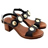 digo digo - Sandalias de tacón con Planta de Gel 064268 Cuero Mujer Color: Negro Talla: 36