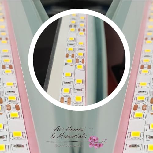 Image of Modern Glass Wall Mounted Rectangular Backlit Led Mirror with Touch Sensor|Bathroom Mirror with Led Lights|Stylish Long Mirror for Bedroom Washbasin Lighting Mirror (Double Light,24 x 18)