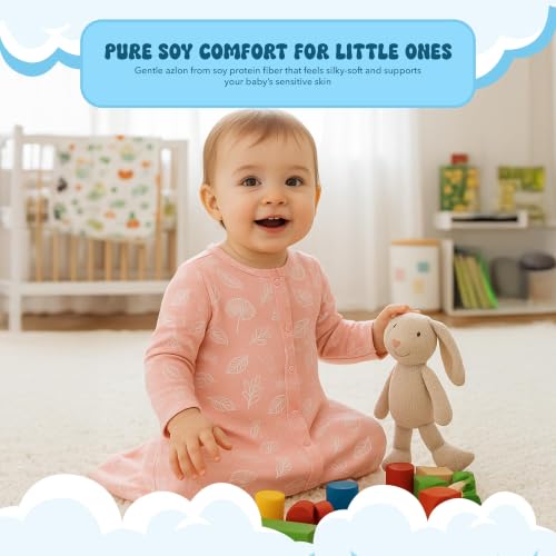 Image of Babysoy Unisex Baby Long Sleeve Gown Sleep Sack, Ultra Soft Nightgown, Newborn Reversible Mittens