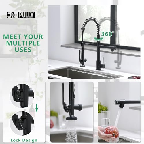 Image of Fapully Black Kitchen Faucet,Commercial Pull Down Kitchen Sink Faucet