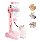 VANNON Pet Standing Water Dispenser Top Fill Dog Water Bottle Dispenser with Stand Leakproof Pet Slow Water Bottle for Small Animals, 13oz, BPA Free, Adjustable Height, Pink