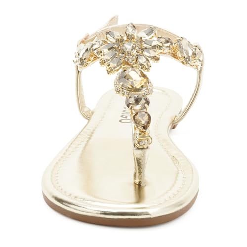 Colgo Women's T-Strap Flat Sandals, Elegant Glitter Rhinestone Thong Dress Shoes, Comfortable Wedding Sandals for Summer Beach Parties3