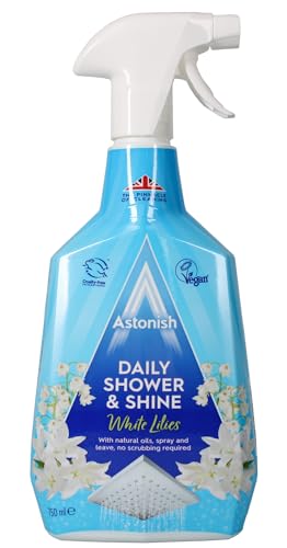 Astonish Daily Shower and Shine, Vegan and Cruelty-free Shower Spray, 750ml, White Lilies