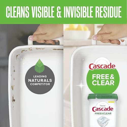 Cascade Free & Clear Dishwasher Pods, Dishwasher Detergent, Dish Detergent Soap, Unscented, 62ct - image 3