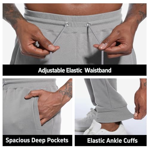 Mens Sweatpants with Pockets, 3 Pack Fleece Casual Jogger for Men Athletic Pants with Drawstring3