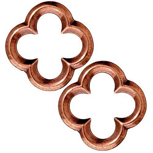 TierraCast Quatrefoil Ring Charm, 21.6mm, Antiqued Copper Plated Pewter, 4-Pack