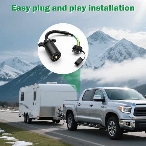 Image of 7 Pin Trailer Plug,7 Way to 4 Way Trailer Plug Adapter,7 Pin to 4 Pin Trailer Adapter,7 Way Blade to 4 Way Flat Plug Connector