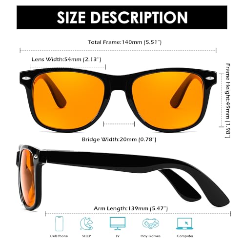 Image of FEISEDY Orange Blue Light Blocking Glasses for Woman Men Amber Lenses Computer Gaming Glasses for Better Sleep