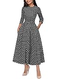Simple Flavor Women's Vintage Dress 3/4 Sleeve O-Neck Party Cocktail Dress(3323HB,L)