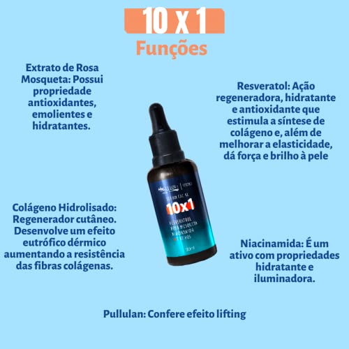 Serum Max Love 10x1 Resveratrol Rosa Mosqueta Niacinamida 7 Ativos - Antioxidante Hidratante Tonific