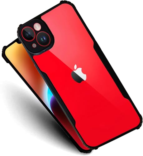 Image of AIBEX Crystal Clear Back Cover Case for Apple iPhone 14 Plus | 360 Degree Protection | Shock Proof Design | Transparent Back Cover Case (PC & TPU, Black Bumper)