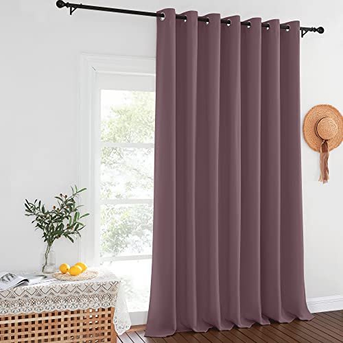 NICETOWN Sliding Door Curtains 95 inches Long for Living Room - Grommet Blackout Room Darkening French Door Sound Reducing Thermal Curtain Room Divider Drape for Patio Door (W100 x L95, 1 Panel)