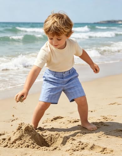 Image of Boy Shorts Kids Stretch School Uniform Clothes Flat Front Dress Casual Shorts with Pockets for Summer